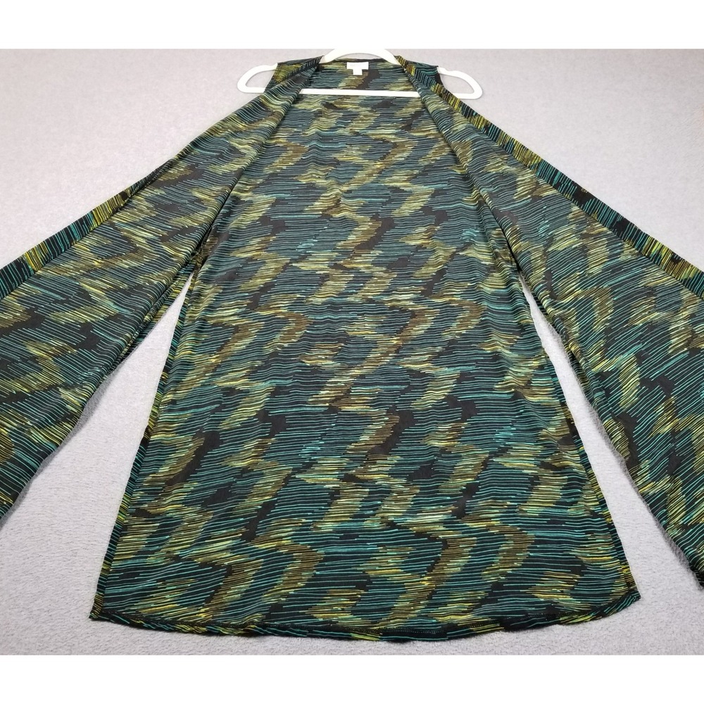LuLaRoe Joy Vest Women S Small Green Yellow Zig Zag Abstract Sleeveless Duster - Picture 2 of 10